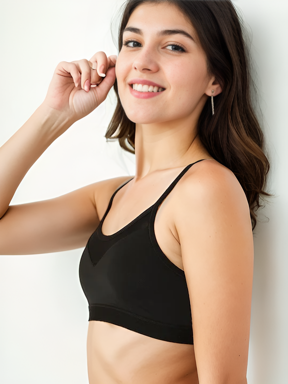 Black Solid Non-Wired Non-Padded Everyday Bra