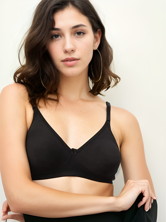 Black Solid Non-Wired Non Padded Everyday Bra