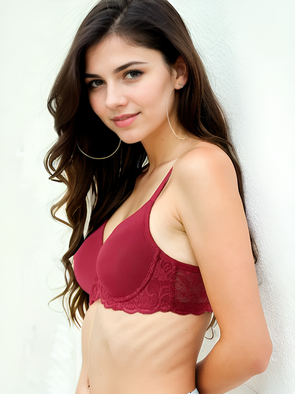 Maroon Lace Underwired Lightly Padded Push-Up Bra