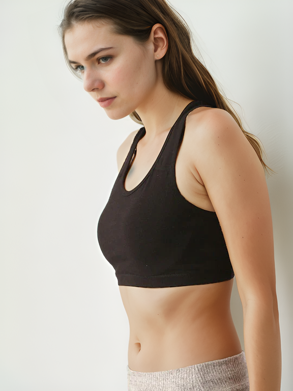 Black Solid Non-Wired Non Padded Sports Bra