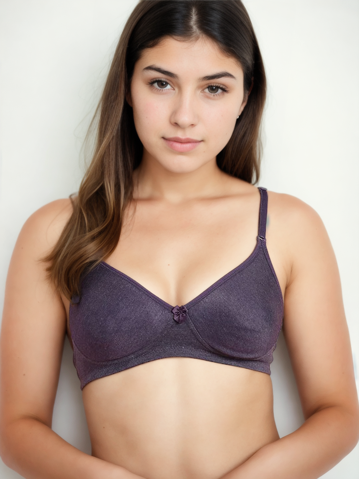 Purple Solid Non-Wired Lightly Padded Everyday Bra