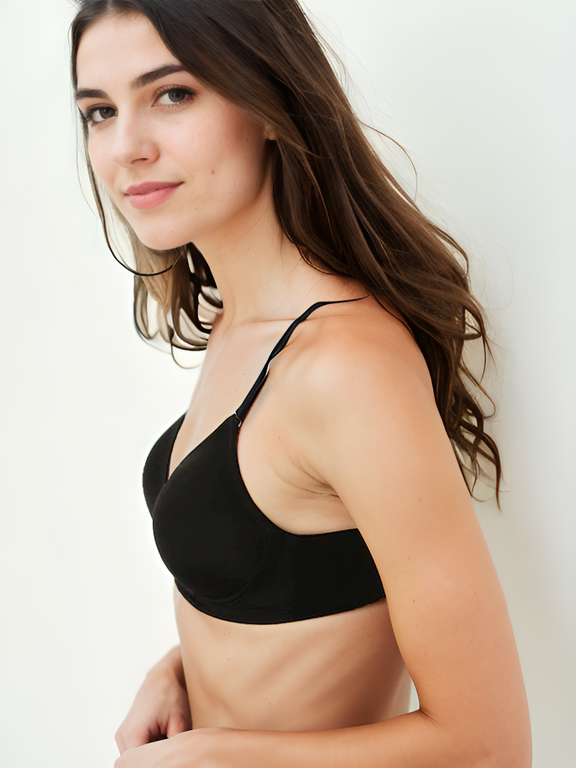 Black Solid Non-Wired Lightly Padded T-shirt Bra