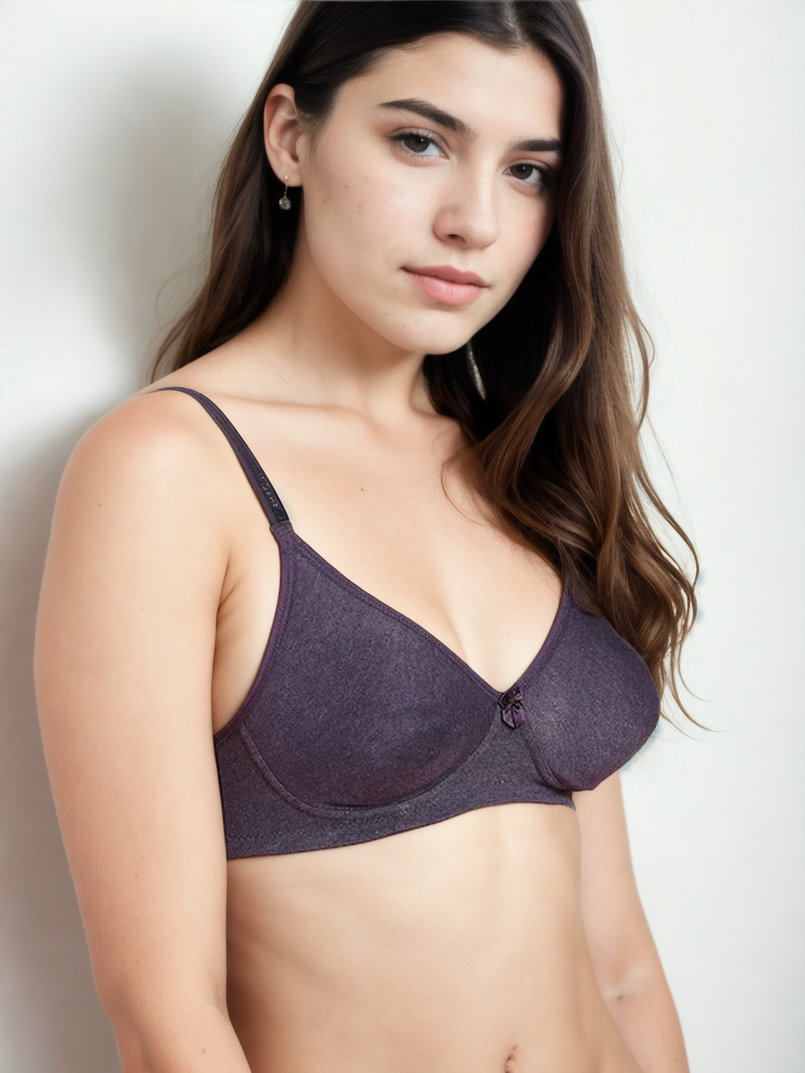Purple Solid Non-Wired Lightly Padded Everyday Bra