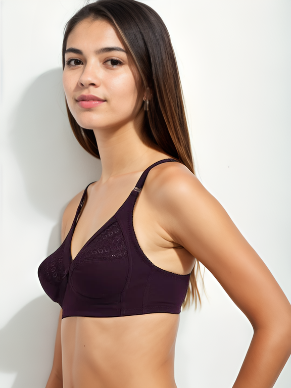 Burgundy Lace Non-Wired Non Padded Everyday Bra