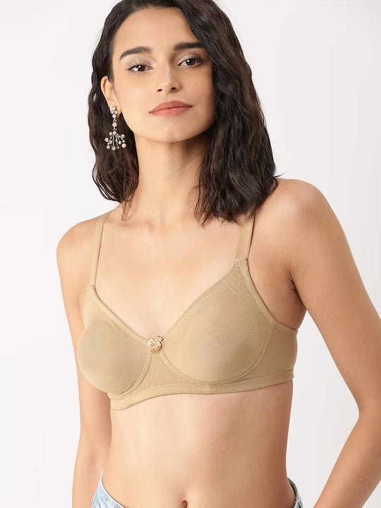 Beige Solid Non-Wired Non Padded Everyday Bra