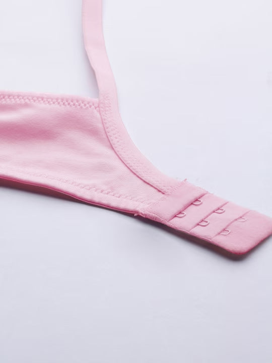 Pink Solid Non-Wired Non Padded Everyday Bra