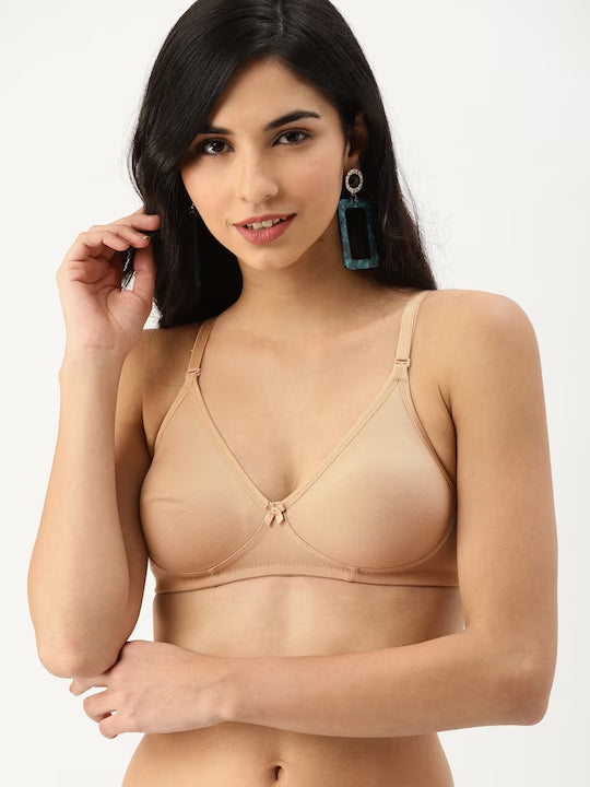 Beige Solid Non-Wired Non Padded Everyday Bra