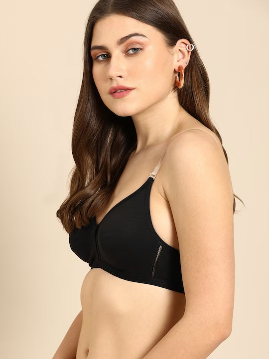 Black Solid Non-Wired Non Padded Everyday Bra
