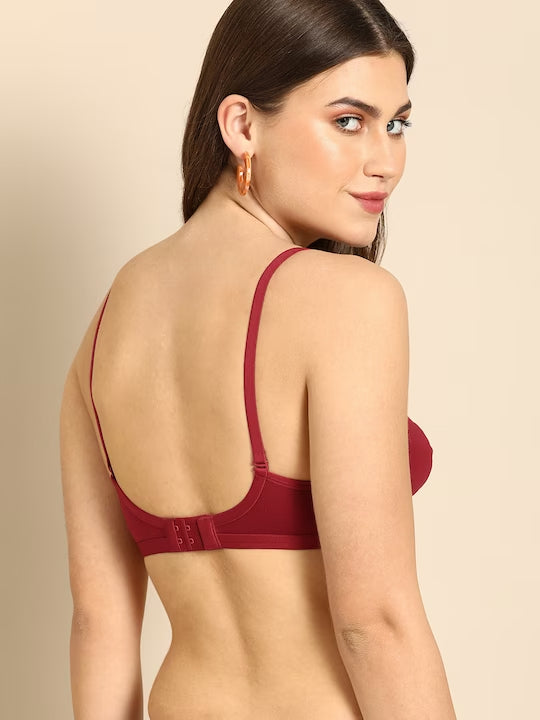 Maroon Solid Non-Wired Non Padded Everyday Bra