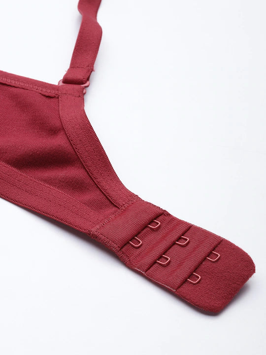 Maroon Solid Non-Wired Non Padded Everyday Bra