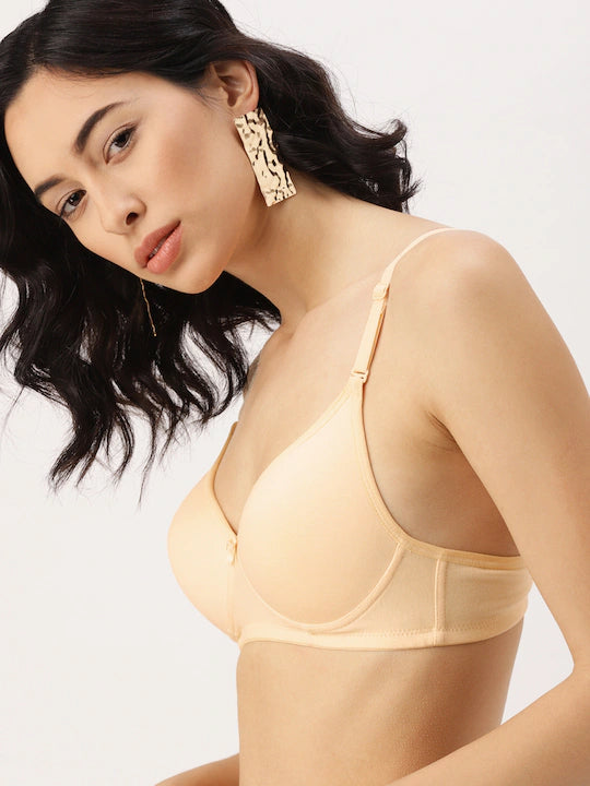 Nude-Coloured Solid Non-Wired Lightly Padded Everyday Bra