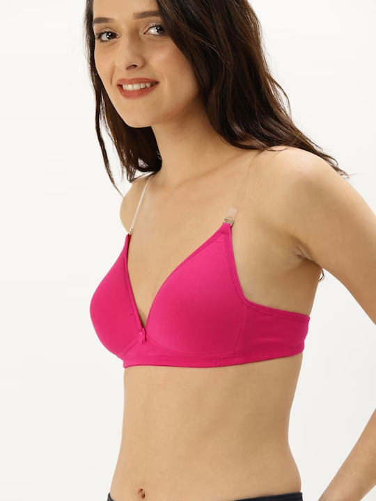 Magenta Solid Non-Wired Lightly Padded T-shirt Bra