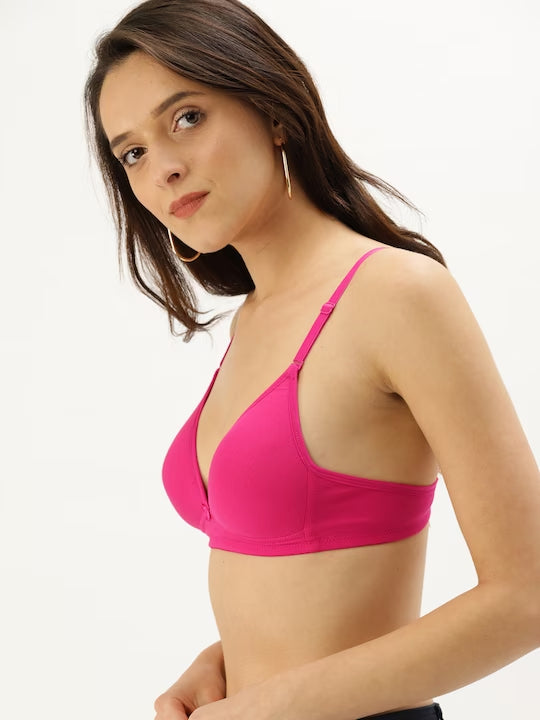 Magenta Solid Non-Wired Lightly Padded T-shirt Bra