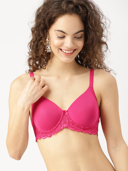 Pink Lace Underwired Lightly Padded Everyday Bra