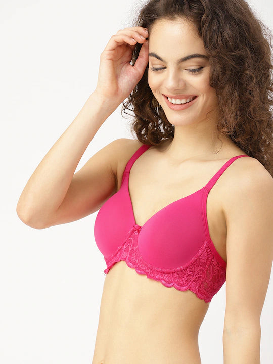 Pink Lace Underwired Lightly Padded Everyday Bra
