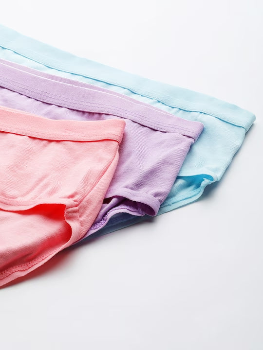 Women Assorted Pack of 3 Pure Cotton Hipster Briefs DB-BRF-3PP-NEWP-001AB