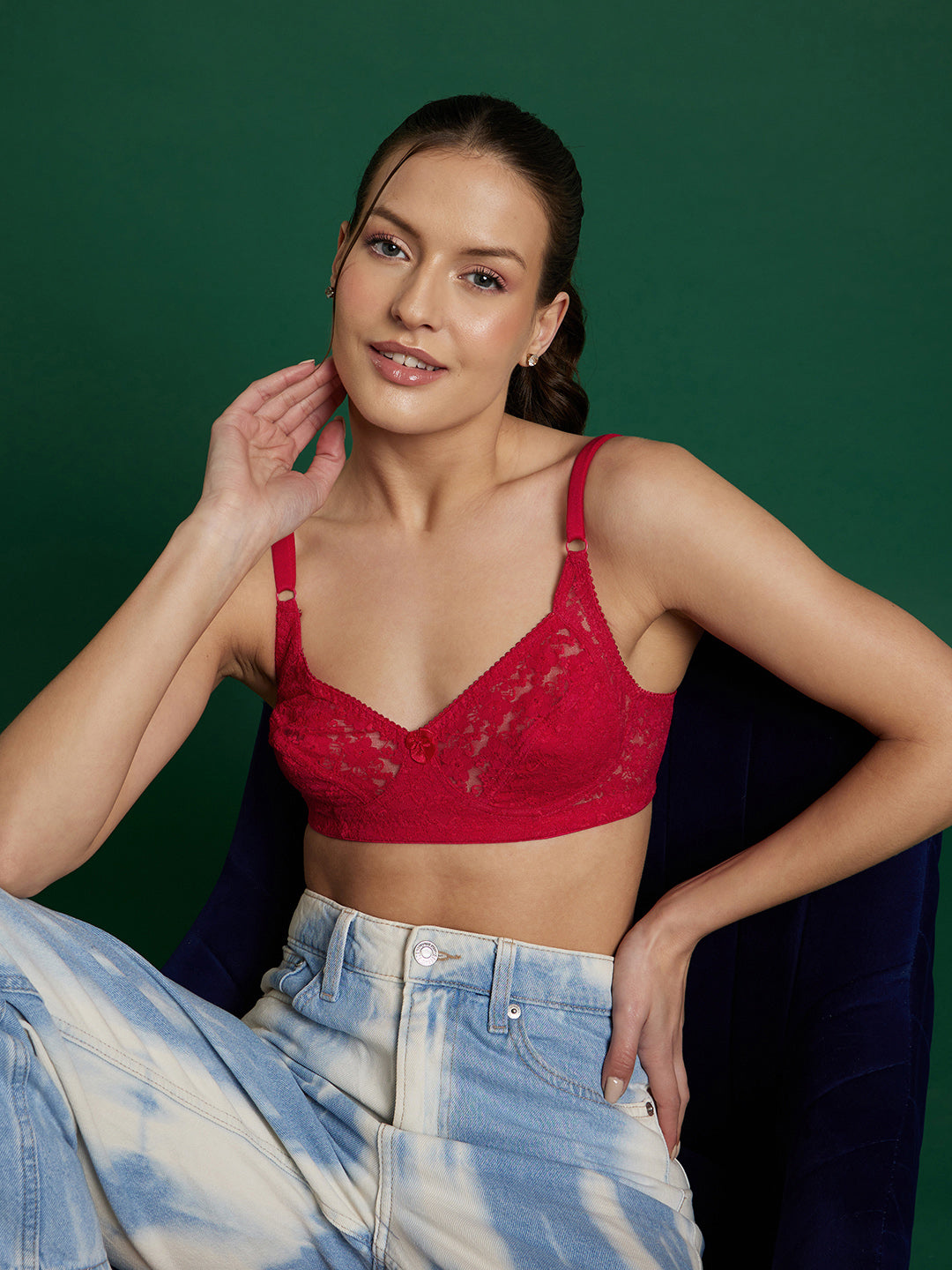 Floral Lace Everyday  comfort Bra (Hot pink)