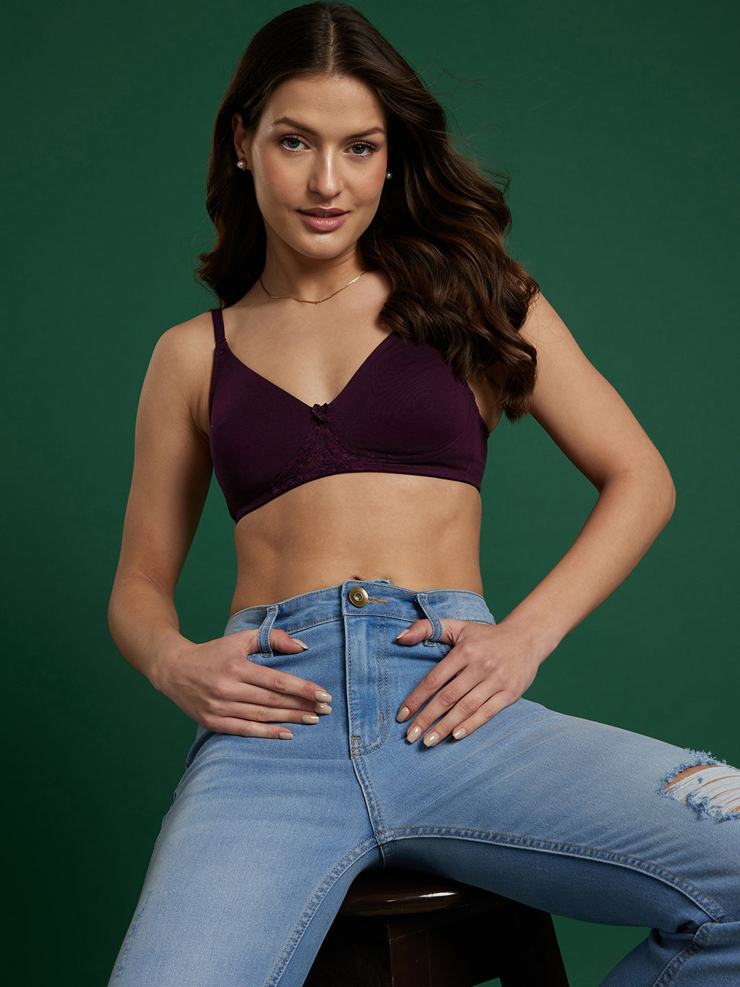 Lightly Padded Non-Wired T-shirt Bra (Wine)