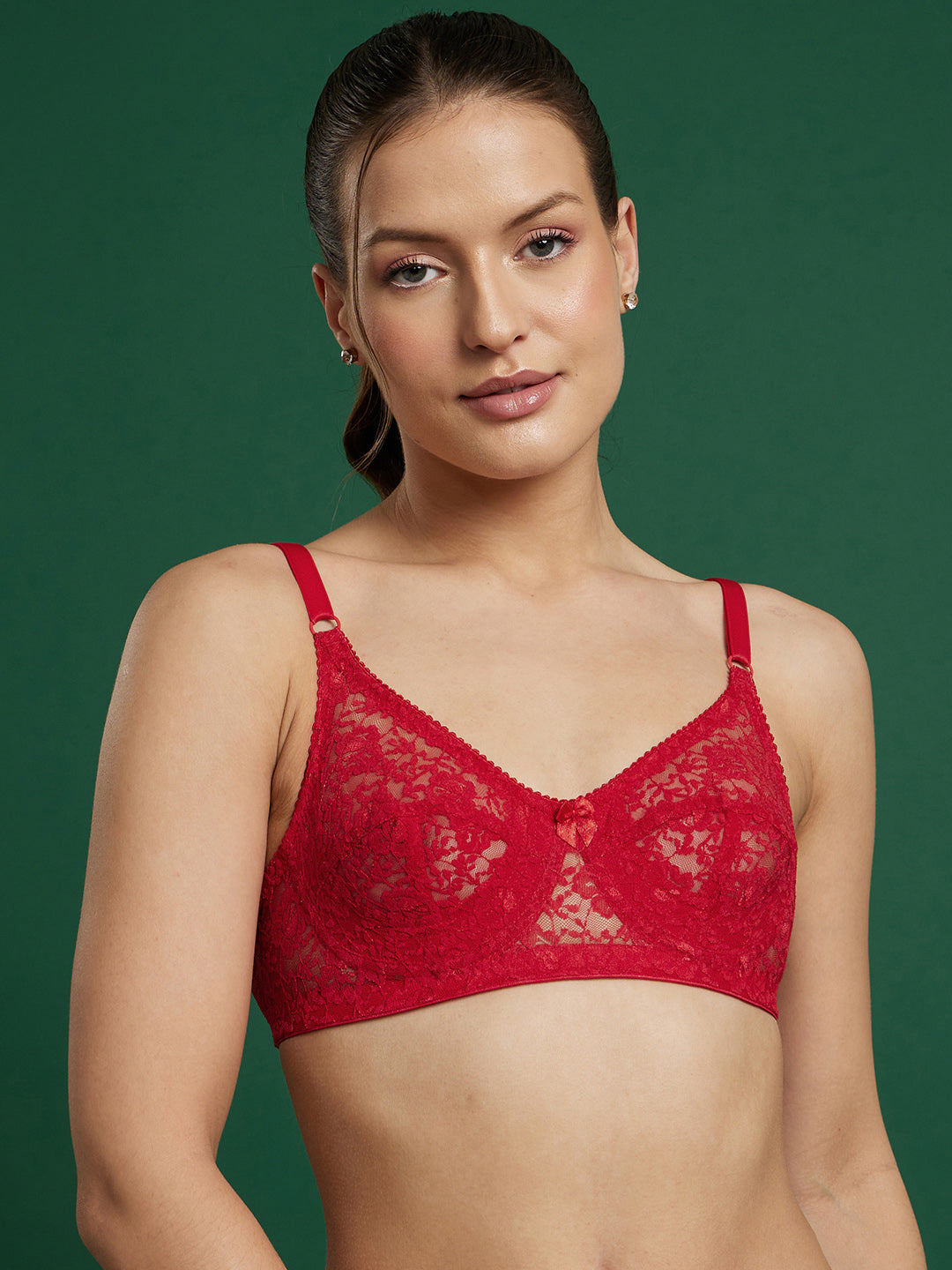 Lace non Padded underwired bra (Red)