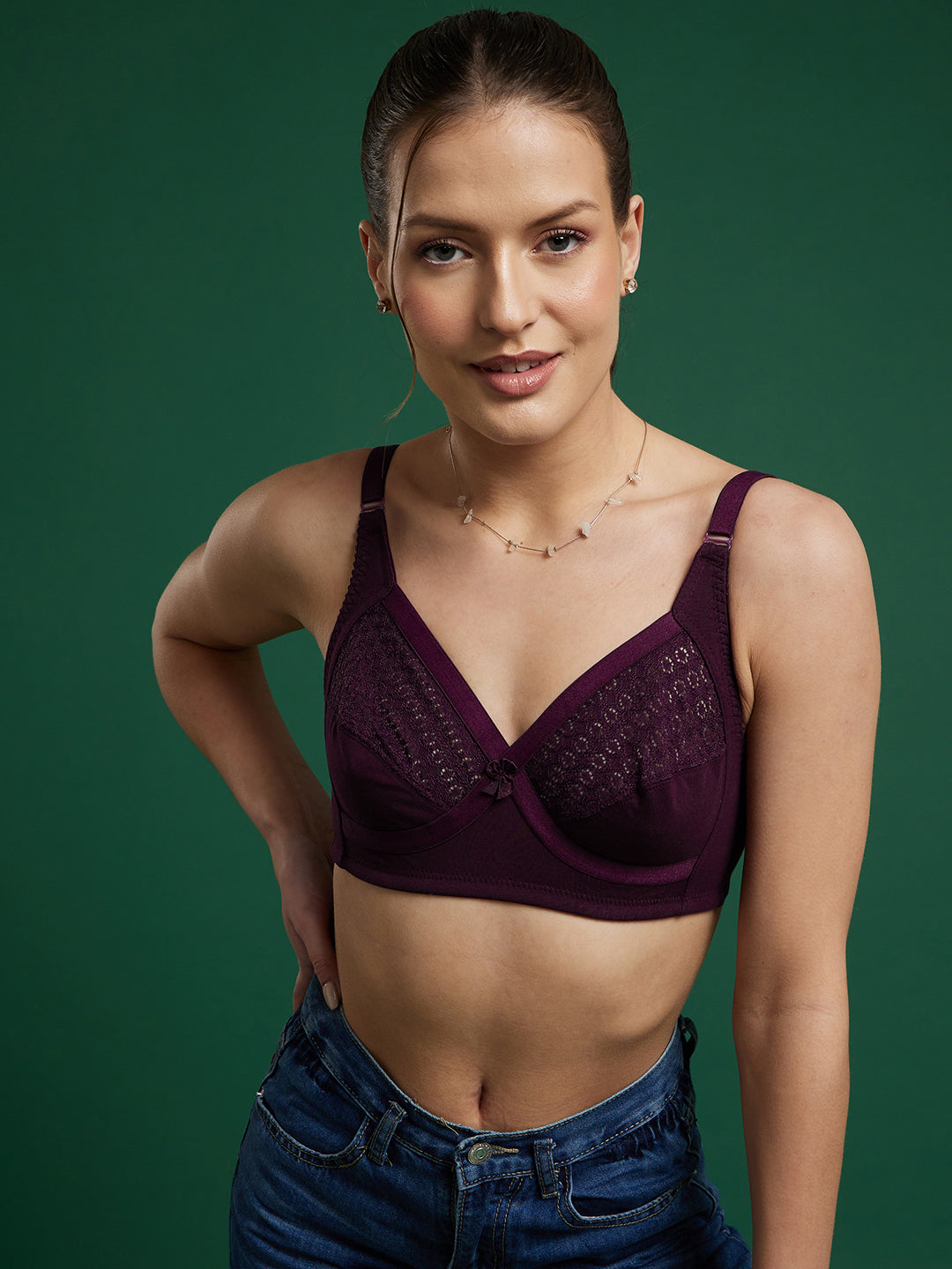 LACY NON WIRED NON PADDED BRA (WINE)