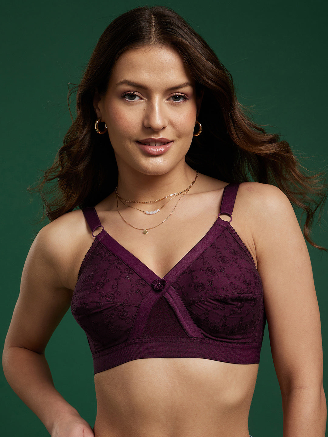 NON PADDED CROSSOVER BRA (Wine)