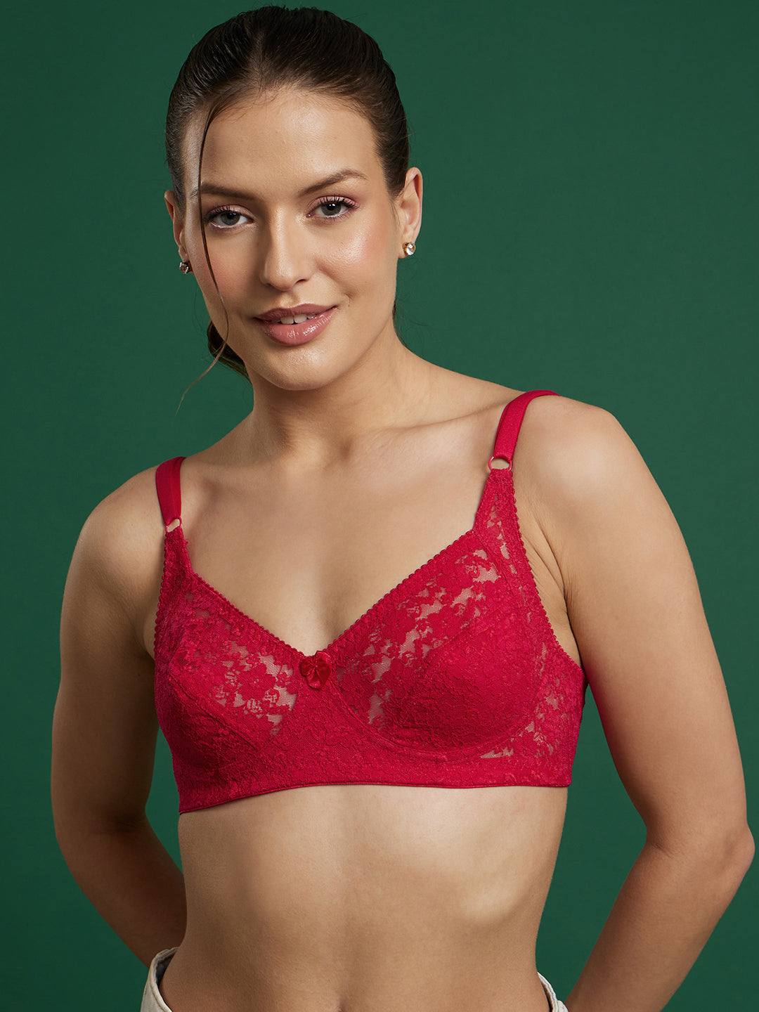 Floral Lace Everyday  comfort Bra (Hot pink)