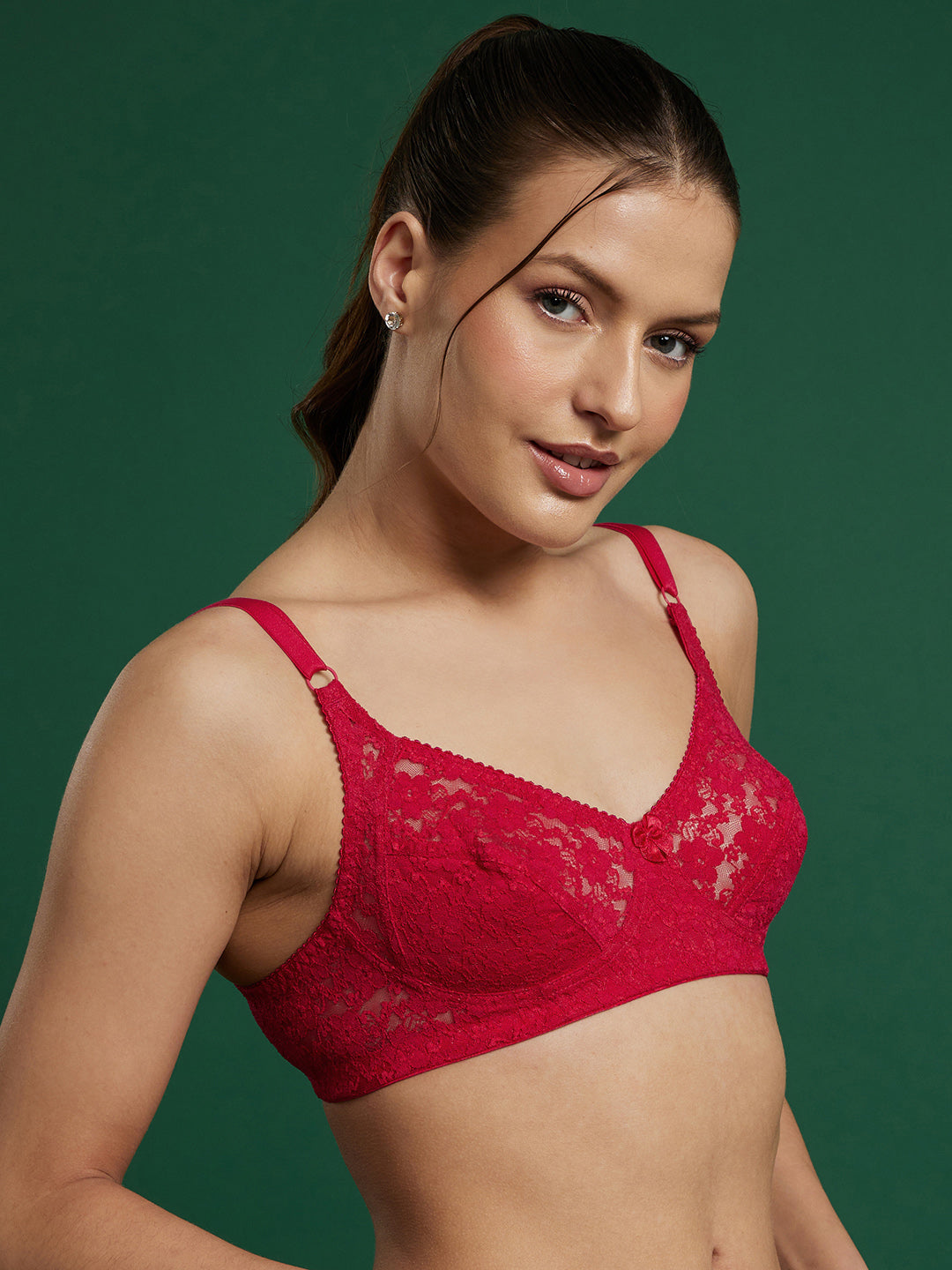 Floral Lace Everyday  comfort Bra (Hot pink)