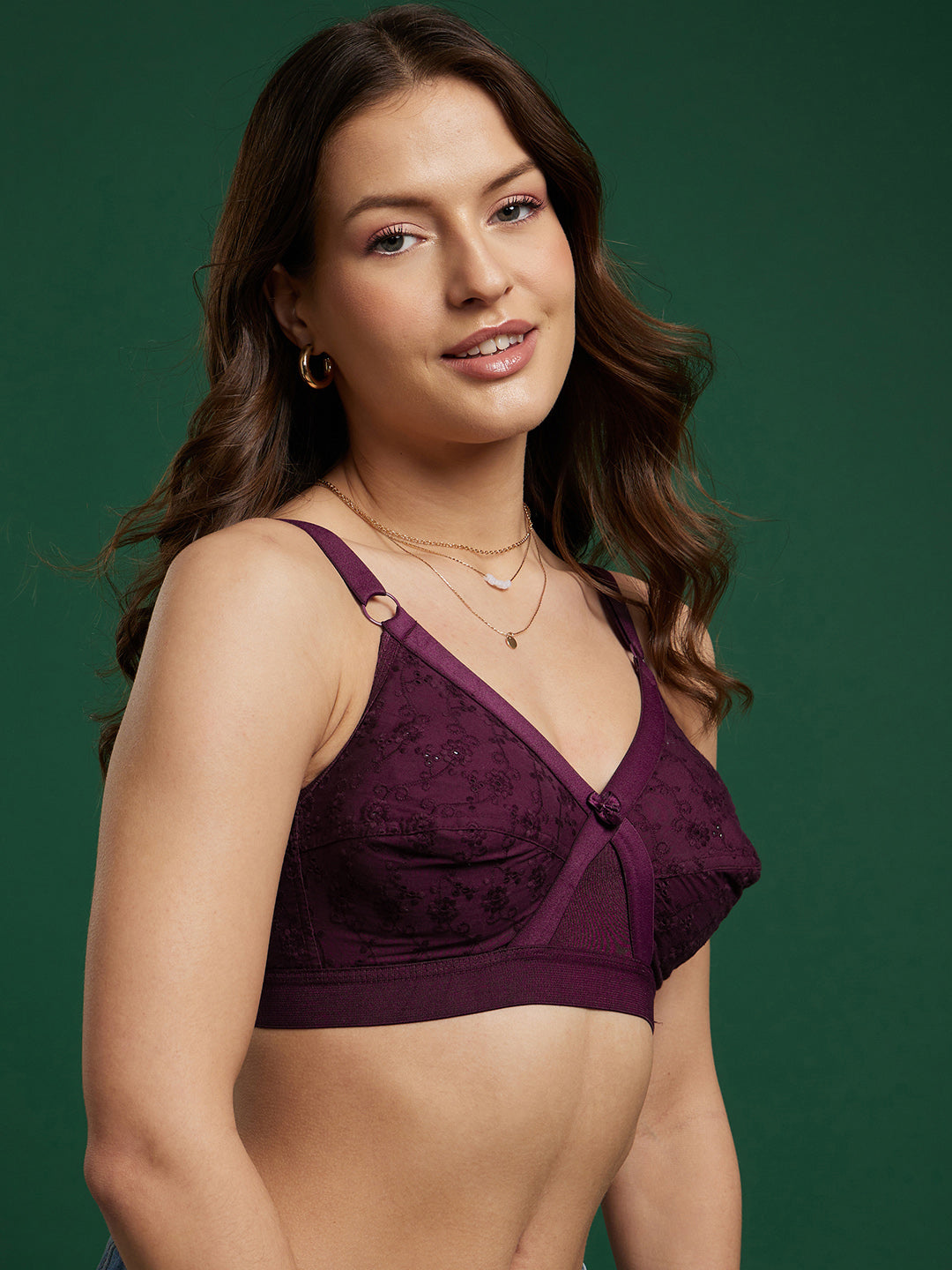 NON PADDED CROSSOVER BRA (Wine)