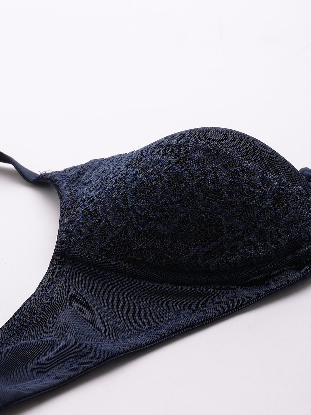 Lightly Padded Lace Lingerie Set (Navy)