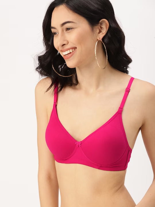 Magenta Solid Non-Wired Lightly Padded Everyday Bra