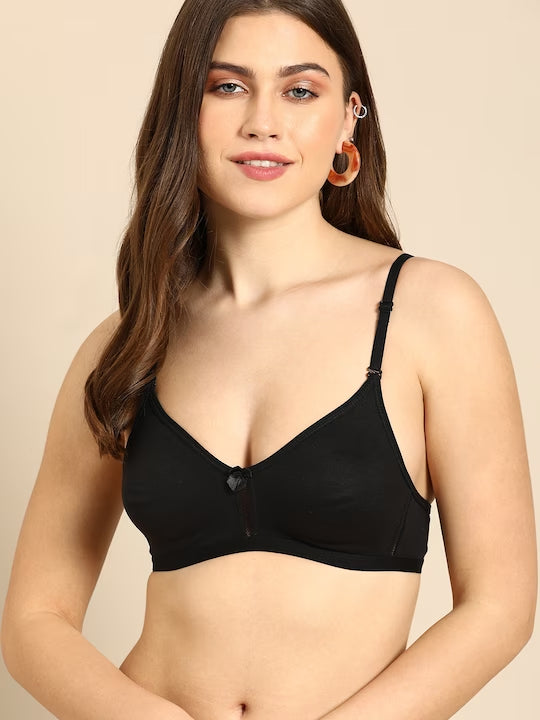 Black Solid Non-Wired Non Padded Everyday Bra – Dream Lingerie